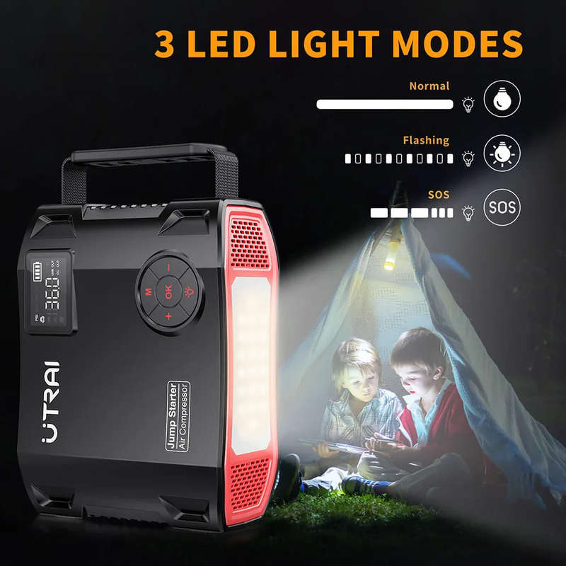 UTRAI JStar 5 Ultimate 4-in-1 Powerhouse  Jump Starter, Air Compressor, Power Bank, & LED Flas...
