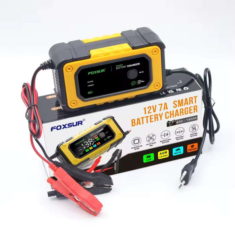 Rechargeable Smart Fast Car Auto Lead-Acid Battery Charger with LCD Display 12V 7A