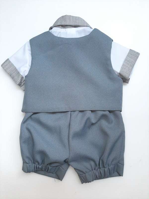 Christening Boys Grey suit with Waistcoat and Bowtie