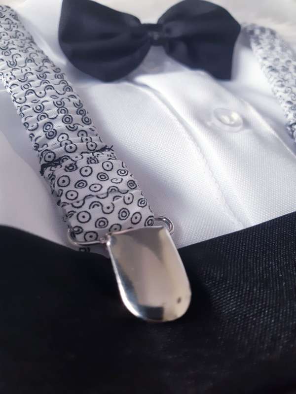 Christening Boys Black Pants with Braces