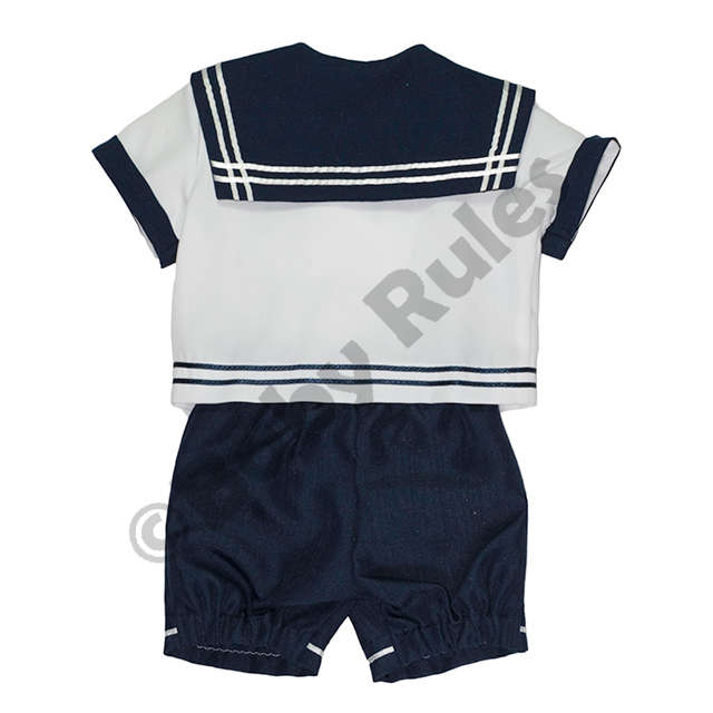 Christening Boys Sailor suit with navy pants, white shirt and navy trim