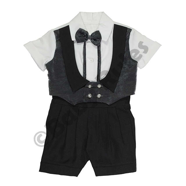 Christening Boys Black and charcoal waist coat - 6-9-months