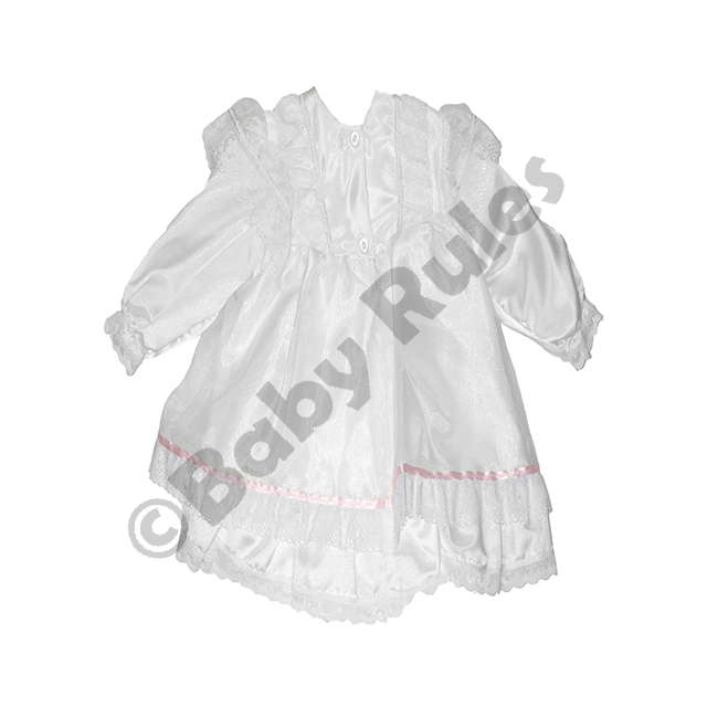 Christening Girls White Pantaloon Set with Pink Bows