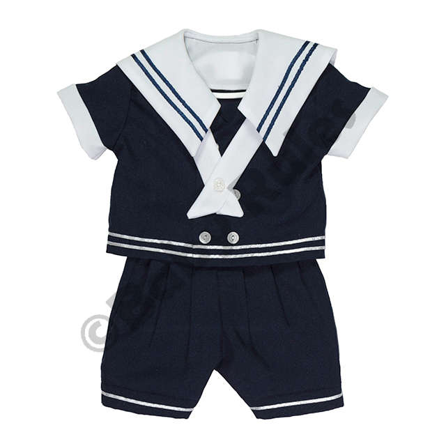 Christening Boys Sailor suit with navy pants, navy shirt and white trim