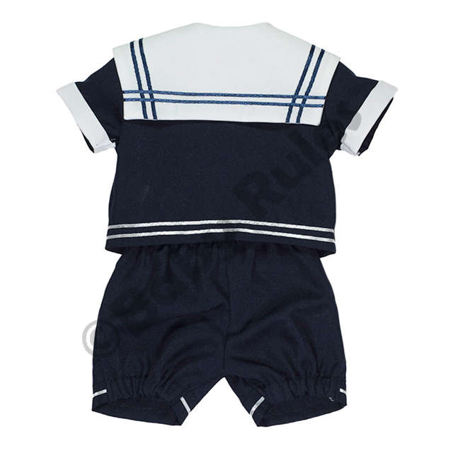 Christening Boys Sailor suit with navy pants, navy shirt and white trim