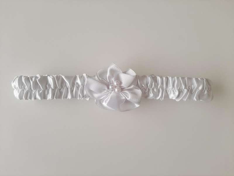 Christening Headband - White with Flower