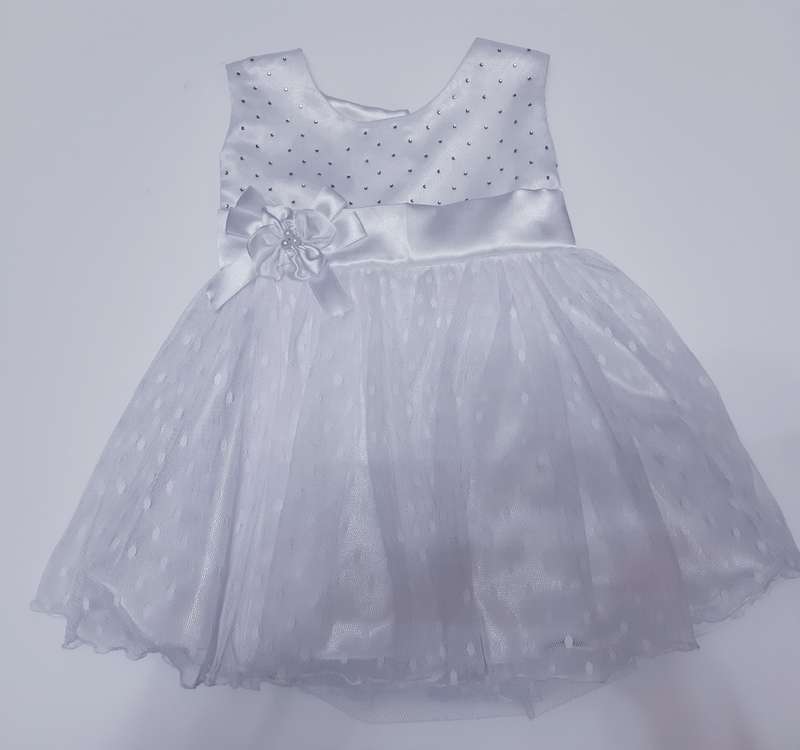 Christening Girls White Layered Lace Dress With White Flower