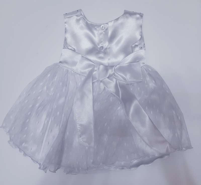 Christening Girls White Layered Lace Dress With White Flower