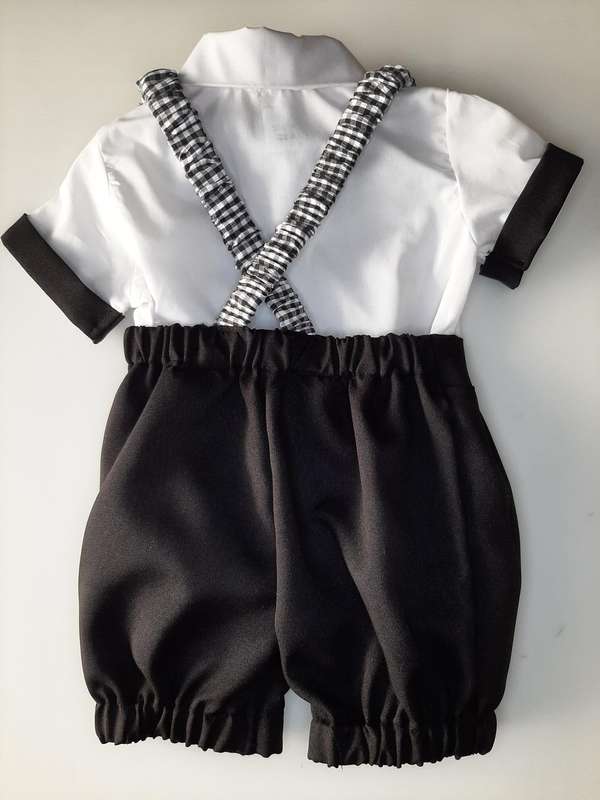 Christening Boys Black Pants with Braces
