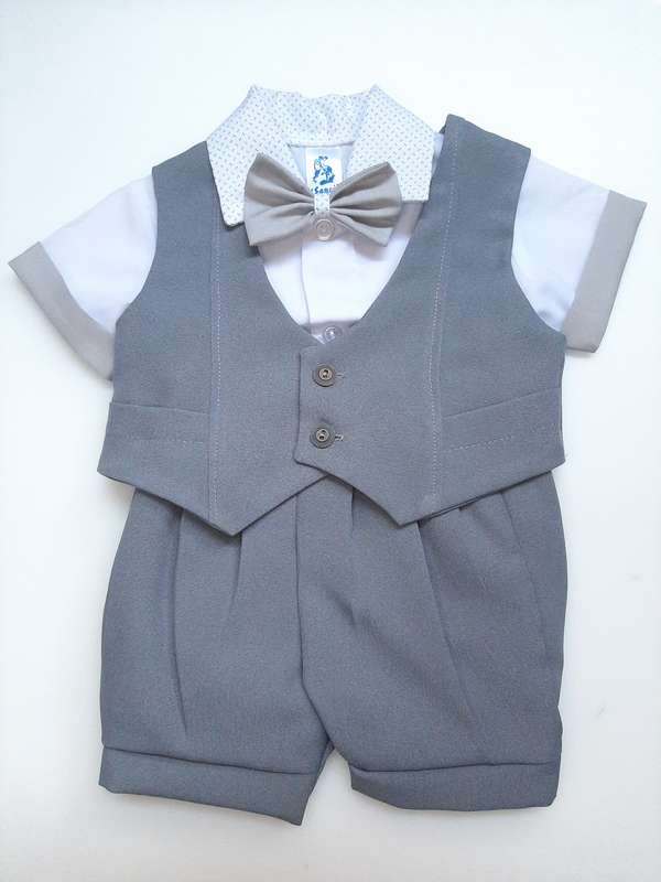 Christening Boys Grey suit with Waistcoat and Bowtie