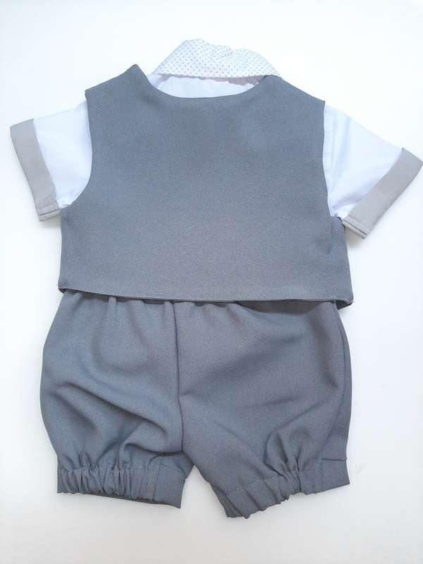 Christening Boys Grey suit with Waistcoat and Bowtie