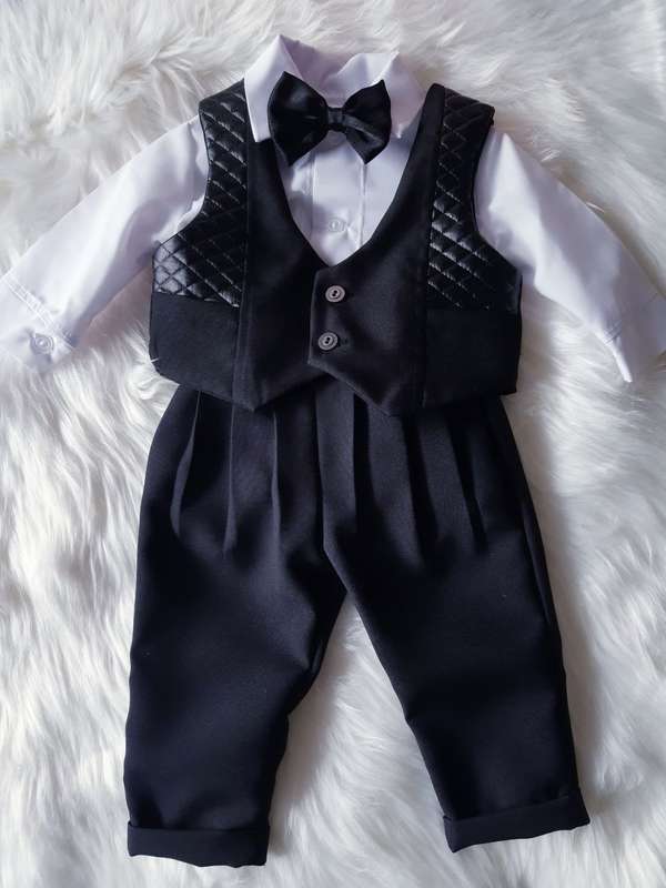 Christening Boys Black suit with Waistcoat and Bowtie