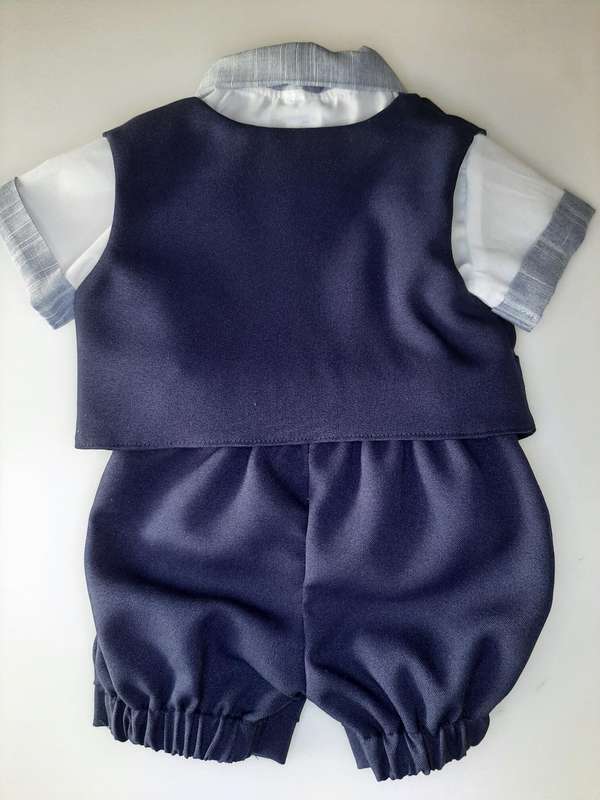 Christening Boys Navy suit With White cotton Shirt And Navy Bowtie