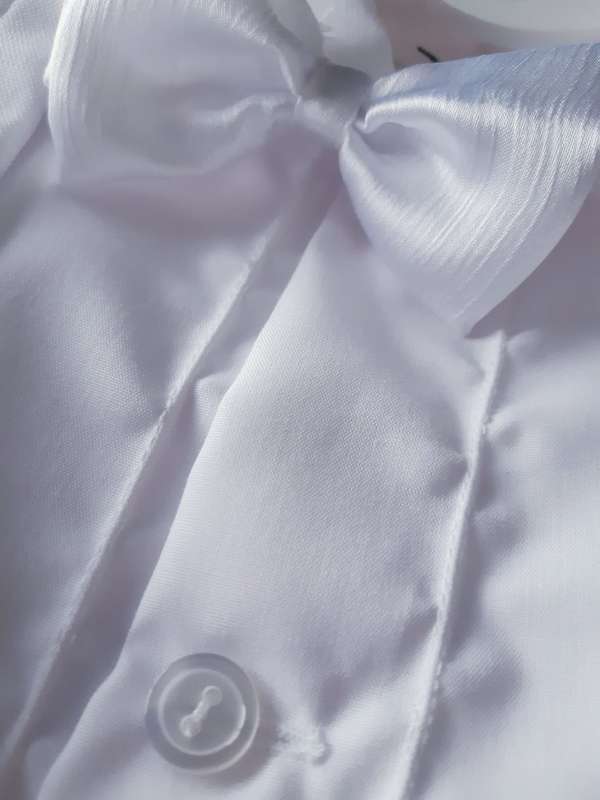 Christening Boys plain white suit, shirt and pants with white bowtie