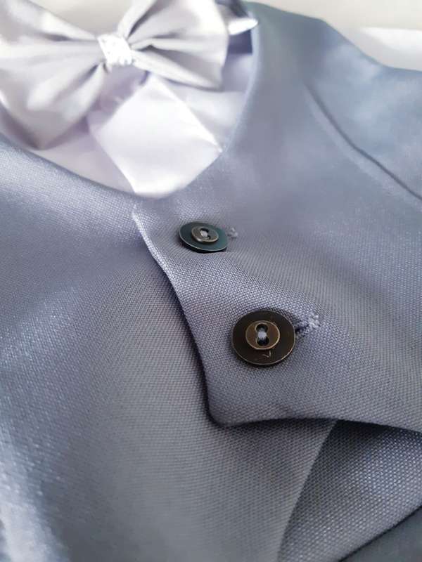 Christening Boys Grey suit with Waistcoat and Bowtie