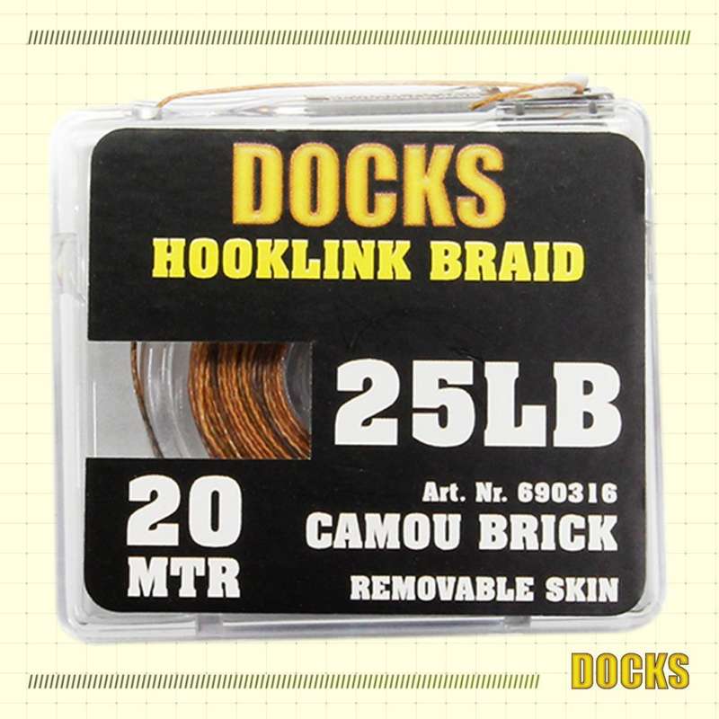 Docks Hooklink Braid Removable Skin Camou Brick 25lb 20m - Docks