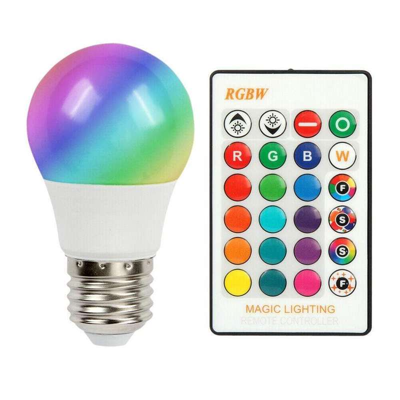 LA040 LED FOYU -  Remote Control Colour Bulb.  White &amp; RGB  E27 Screw Base -