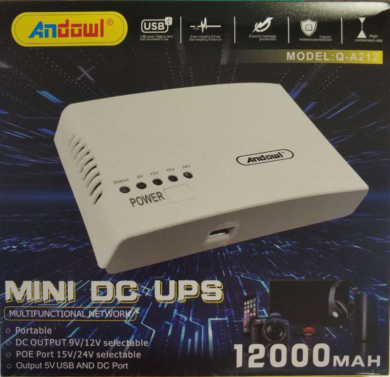 SA482 - Andowl Micro Multifunction Lithium UPS. Input 220 Volts.Output 5/9/12/15/24V DC 17 Watts