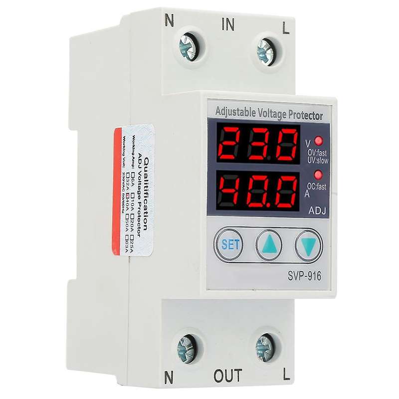 SJ043 Protection - Din Rail AC Intelligent  Adjustable Voltage/Current Protection Switch - 63 amp