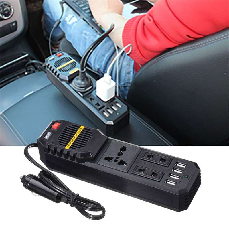 SA018 Andowl - Inverter Auto Power Inverter USB Dual 2pin - 3pin Socket 12 Volt 300 Watt