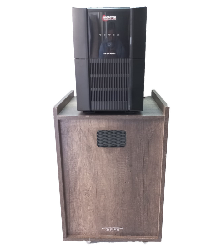 SD090 - Loadshed Kit. Microtek 48V 4000VA PureSW Inverter, 4x Gel 12V 100ah Batt, Cabinet + Cables