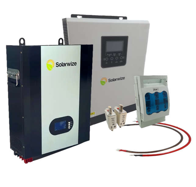 SE028 - Solarwize Backup Power Kit. 3KVA 24V Hybrid inverter. 1x 2.9Kw 24V 120Ah Li-ion batt + acc