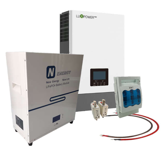 SE042 - Luxpower Backup Power Kit. 5KVA 48V Hybrid inverter 3.84 Kw 48V 80Ah Li-ion Batt + acc