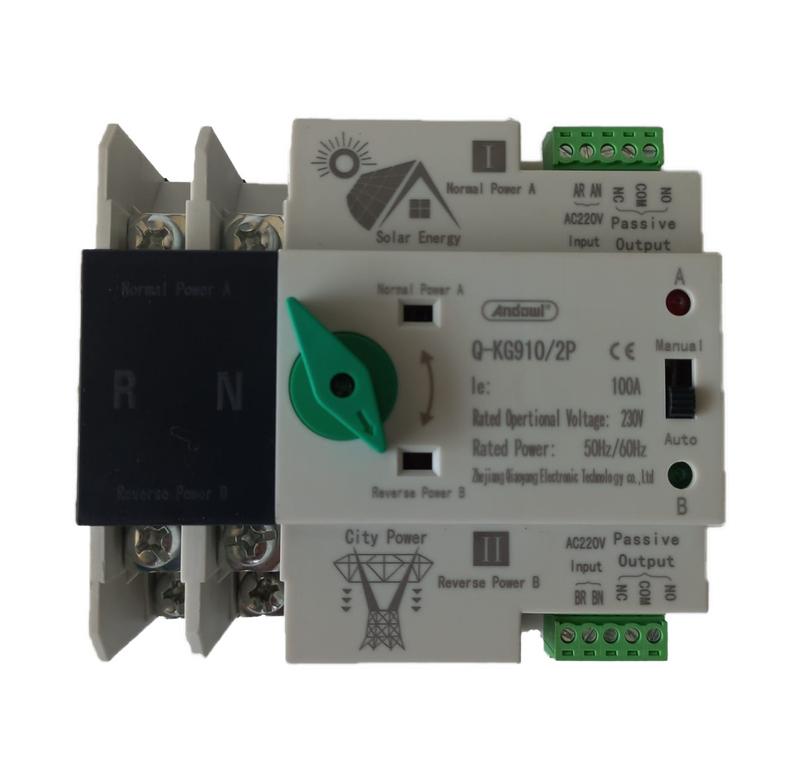 SJ067 Andowl Protection - Auto/Manual Change Over Switch. Din 2 Pole 230 Volts  63 Amps