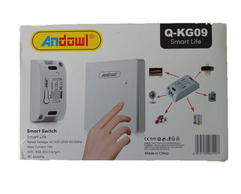 CLQ650 SP - Andowl  Smart Switch. Wireless Remote Control Switch. AC 90-220 10Amps 433mHZ