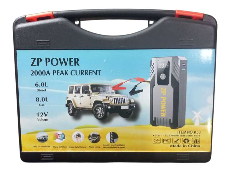 QA085 ZP POWER -Car Jump Starter Multifunction Lithium Power Supply 14800mAh. Peak Current 1000 Amp