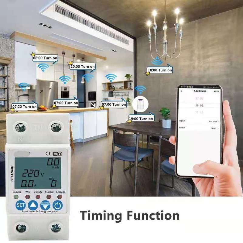 SJ043C Protection - Din  AC Intelligent Voltage/Current Protection Switch - 63 amp WiFI Smart