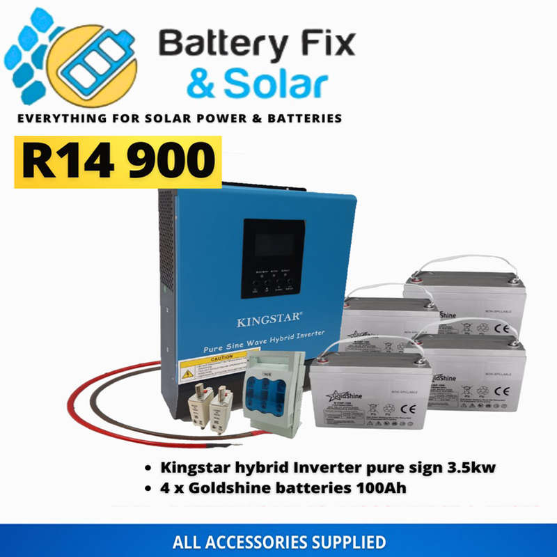 SD0002 - Kingstar Solar power Kit. 3.5Kw 24V Hybrid inv with 4x Goldshine Gel 100Ah  System