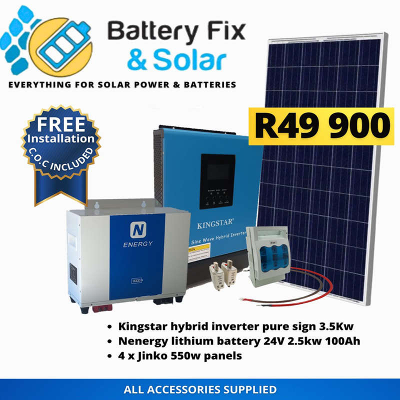 SD0003 - Kingstar Off-grid Solar power Kit. 3.5Kw 24V Hybrid inv with Nenergy 24V 2.5kw  System