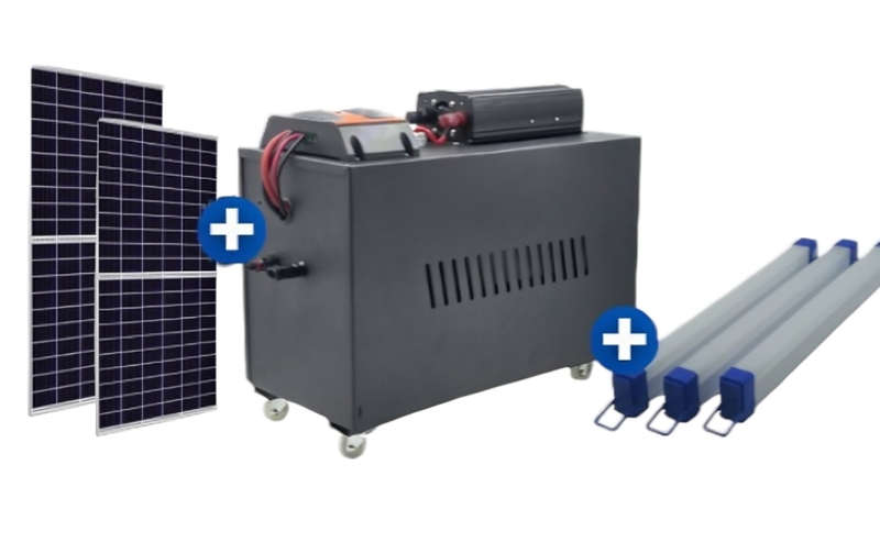 SD010 ECOTEK Solar Off Grid System. Pure Sign 1000W. Inverter.1x100Ah Battery. 2x100 Watt S. Panels
