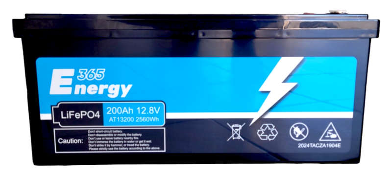 BU022E 365Energy  - Battery Lithium LifeP04  12.8 Volts 200Ah