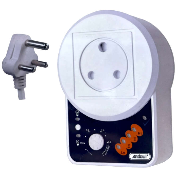 CL0582 - Electrical - Andowl Power Surge protector. Over-Under Voltage Protection Socket 3pin 15 Amp
