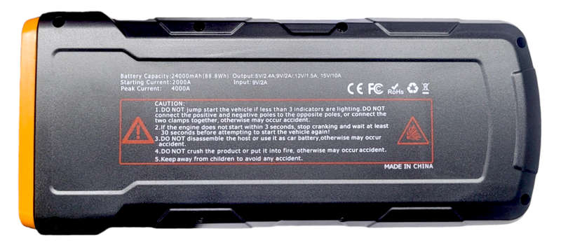 QA086  Foshan - Car Jump Starter Multifunction Lithium Power Supply 24000mAh Peak Current 4000A Peak