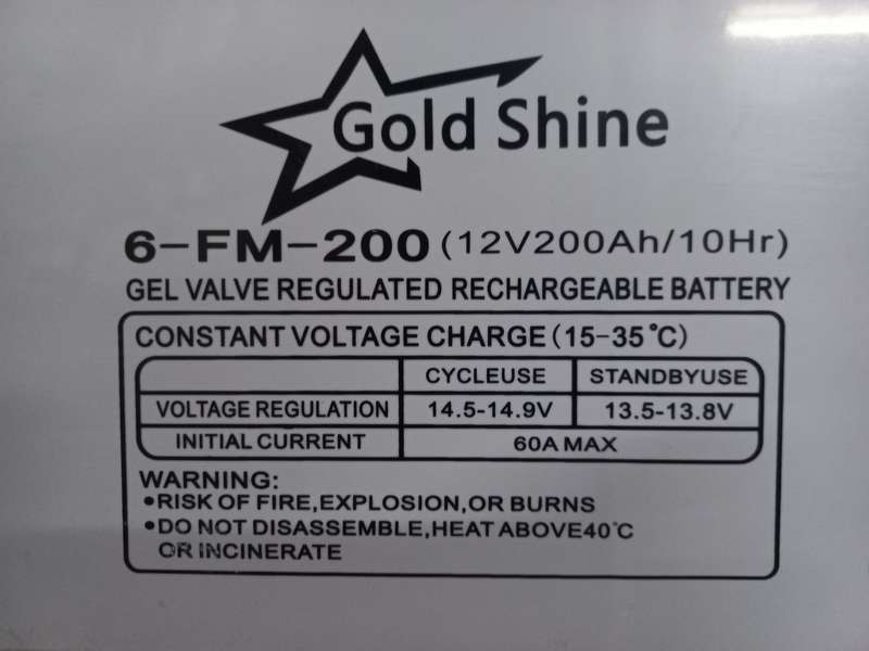 GD20 - Goldshine Battery Deep Cycle Gel 12V 200Ah