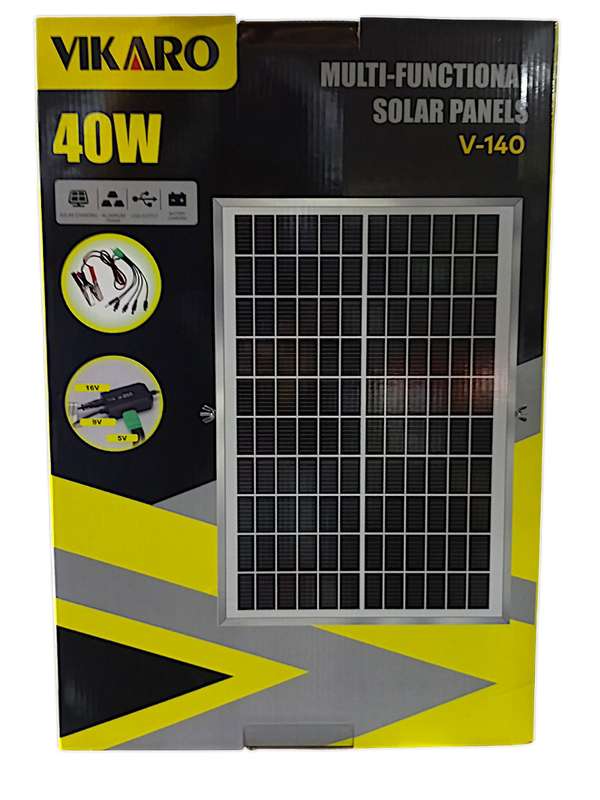 EA092   Vikaro - Multifunction Solar Panel Charger 5/9/16 Volts 40 Watt