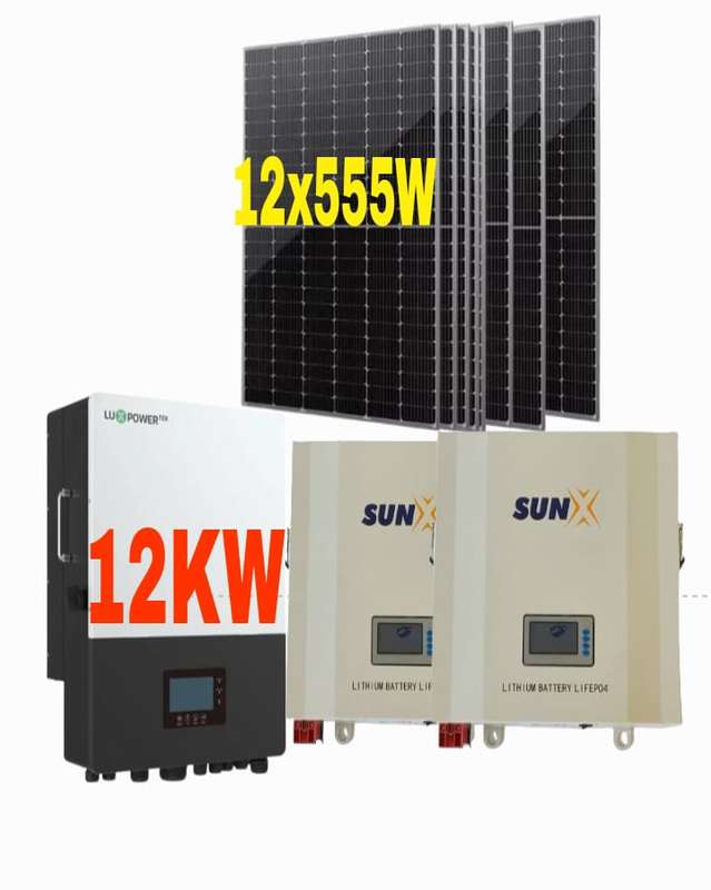 ADJ001 Complete Off-Grid Solar Power Kit  12kW LuxPower Hybrid Inverter + 12x 555W Canadian Sola