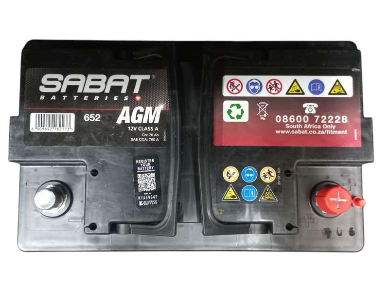 BB026 Sabat  652 - AGM Battery. 12 Volt 70Ah with OLD Battery. Plus R290 without OLD battery.