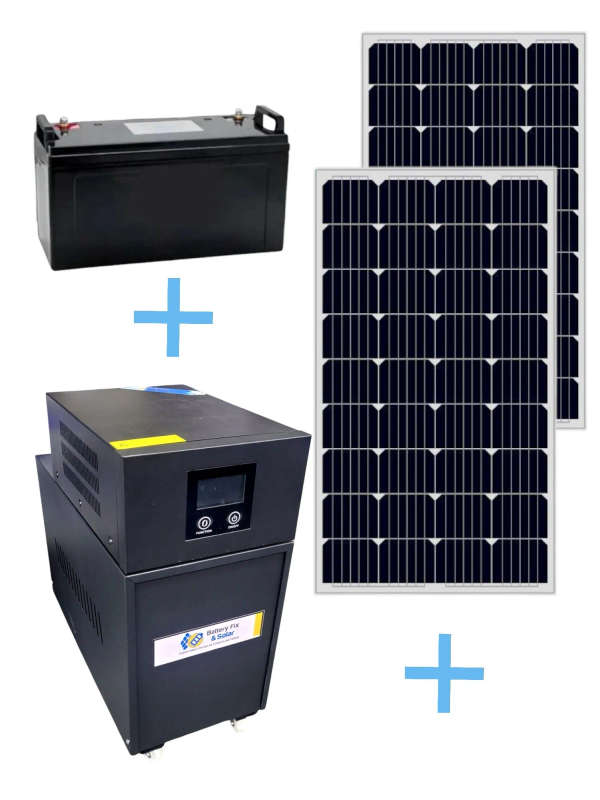 ADA72C ECOTEK - Back-Up Power UPS. 1KW Pure Sign Inverter. Battery Gel12V 100Ah 2x100W S.Panels+ Cab