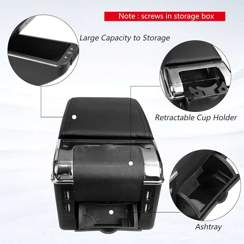 Car Armrest 7USB  Black
