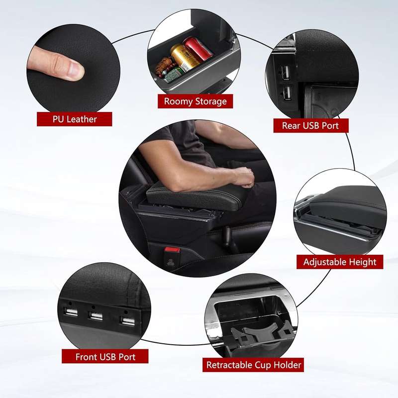 Car Armrest 7USB  Black