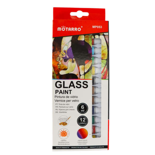 12 Colors Glass Paint Set In Tubes Non Fading - 6ml