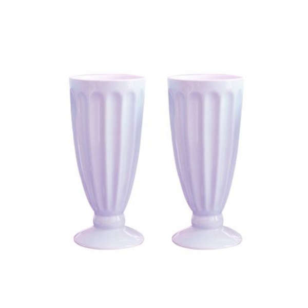 Fine Porcelain Ice-Cream &amp; Milkshake Cups - Set Of 2 - Light Violet