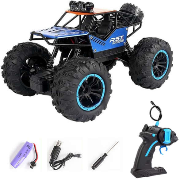 Metal Shell Remote Control Car-Toy 1:18 Off Road 4X4 Monster Truck - Blue