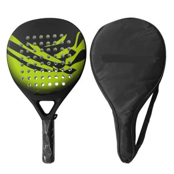 100% Carbon Light Weight Padel Racquet With Non Slip Grip &amp; Case - Green