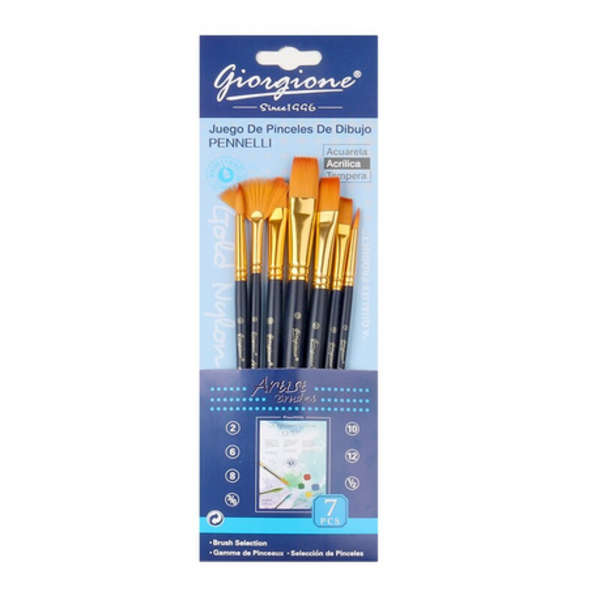 7pcs Multi shapes Artist Paint Brush Set Watercolour Acrylic Nylon Hair