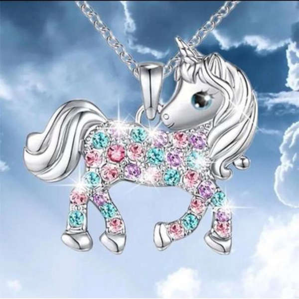 Unicorn Pendant Letter Necklace for Teen Girls